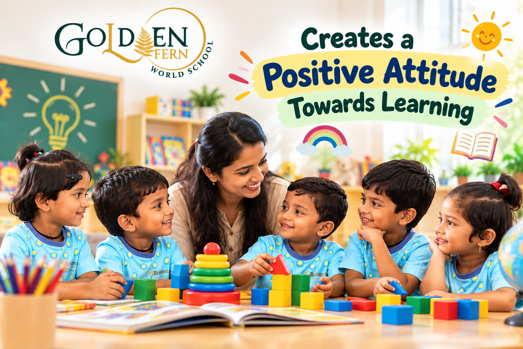 Children developing a positive attitude towards learning in a happy pre-primary classroom