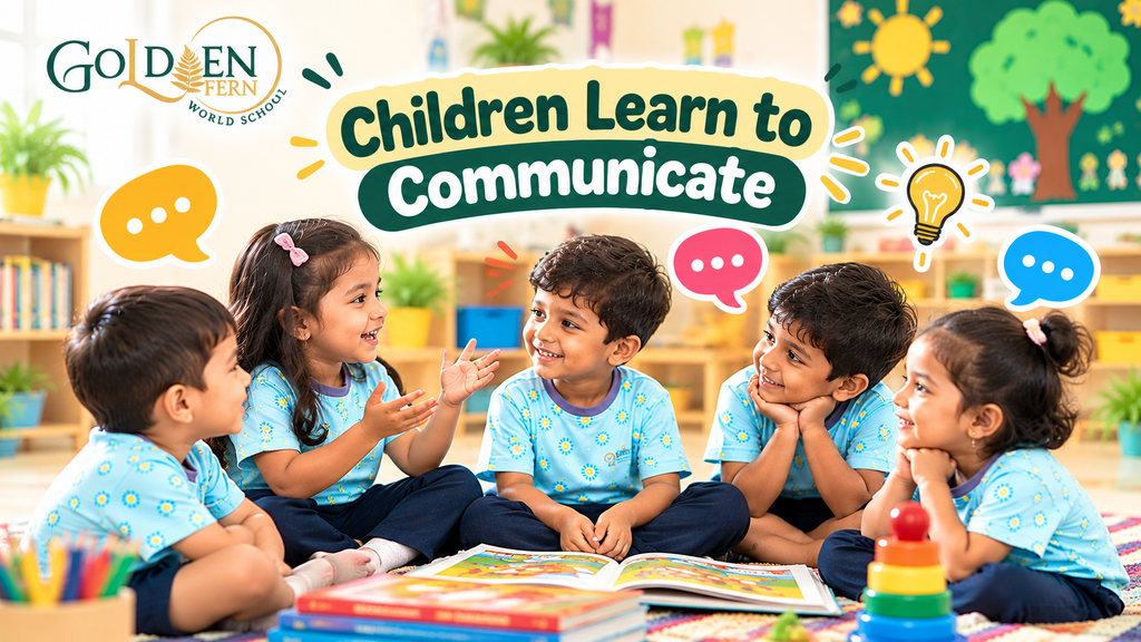 Children learn to communicate through conversation and group activities in pre-primary education.