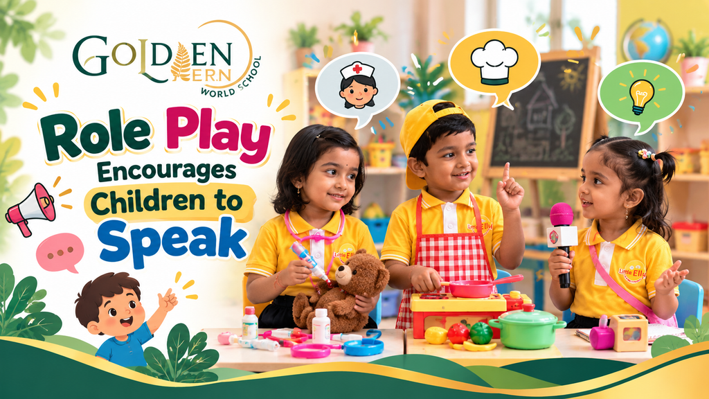 Children participating in role play activities to develop speaking and communication skills