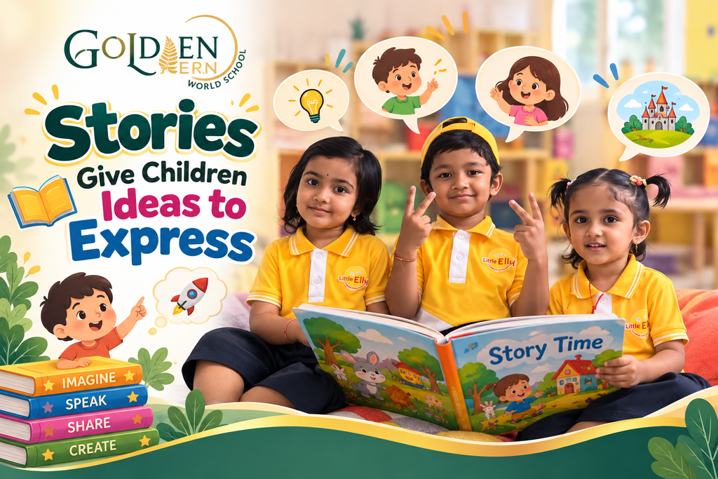 Children exploring stories and expressing their ideas through story time activities