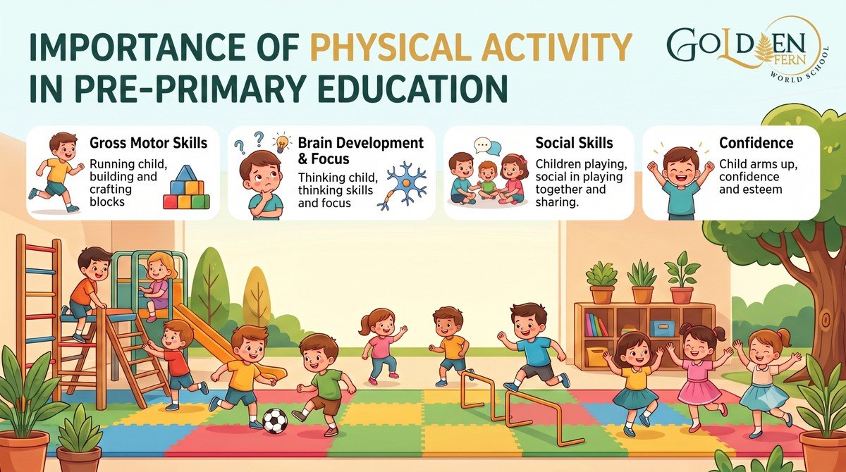 Children participating in physical activities at a pre-primary school