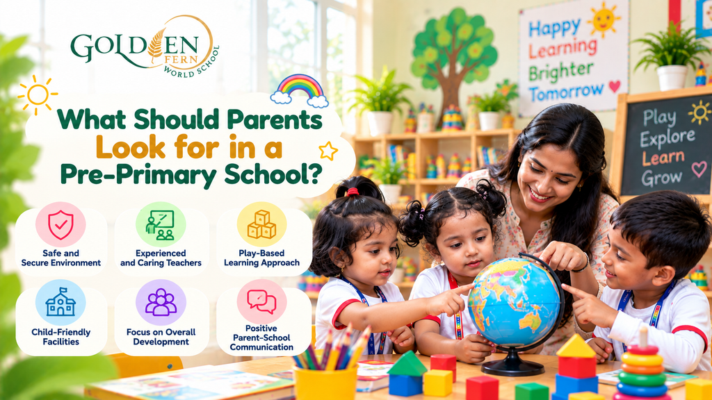 Parents exploring a safe and child-friendly pre-primary school environment