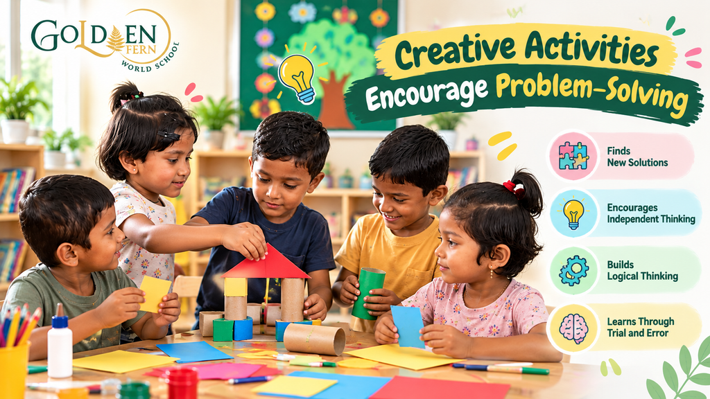 Preschool children doing creative activities to develop problem-solving skills