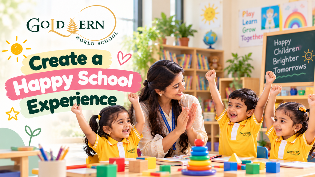 Happy children enjoying a school experience with their teacher