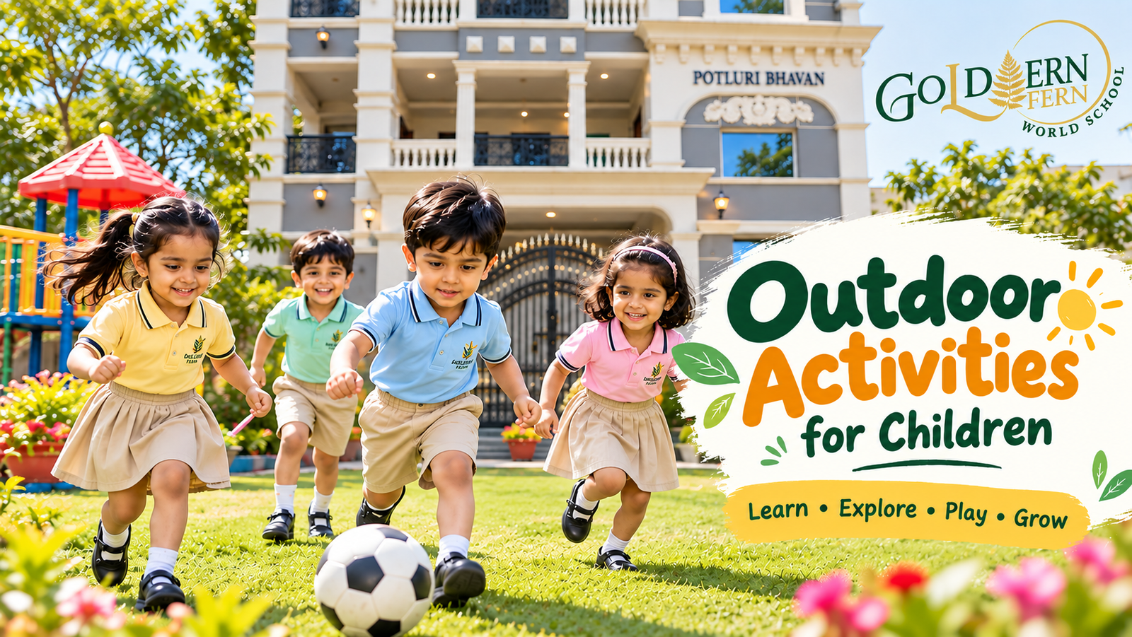 Outdoor activities for children at Golden Fern World School