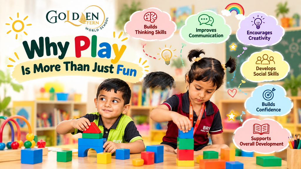 Children learning through play-based activities that build thinking, communication, creativity, social skills, and confidence