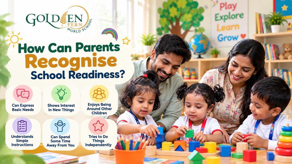 Parents and children exploring school readiness activities at Golden Fern World School